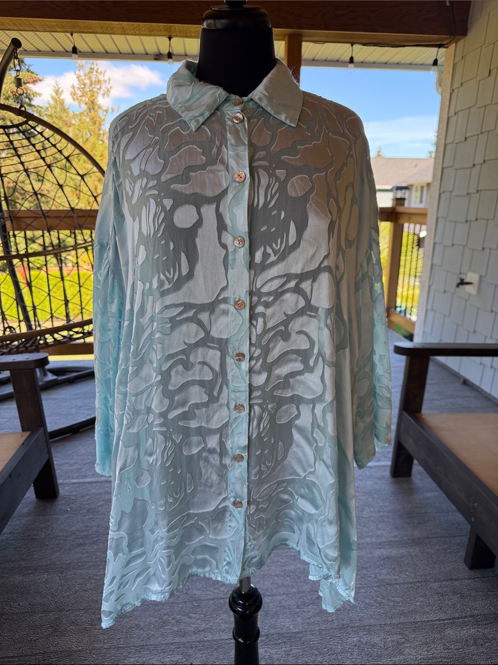 Grizas | Viscose / Silk / Nylon Blend Hi- Low Blouse
